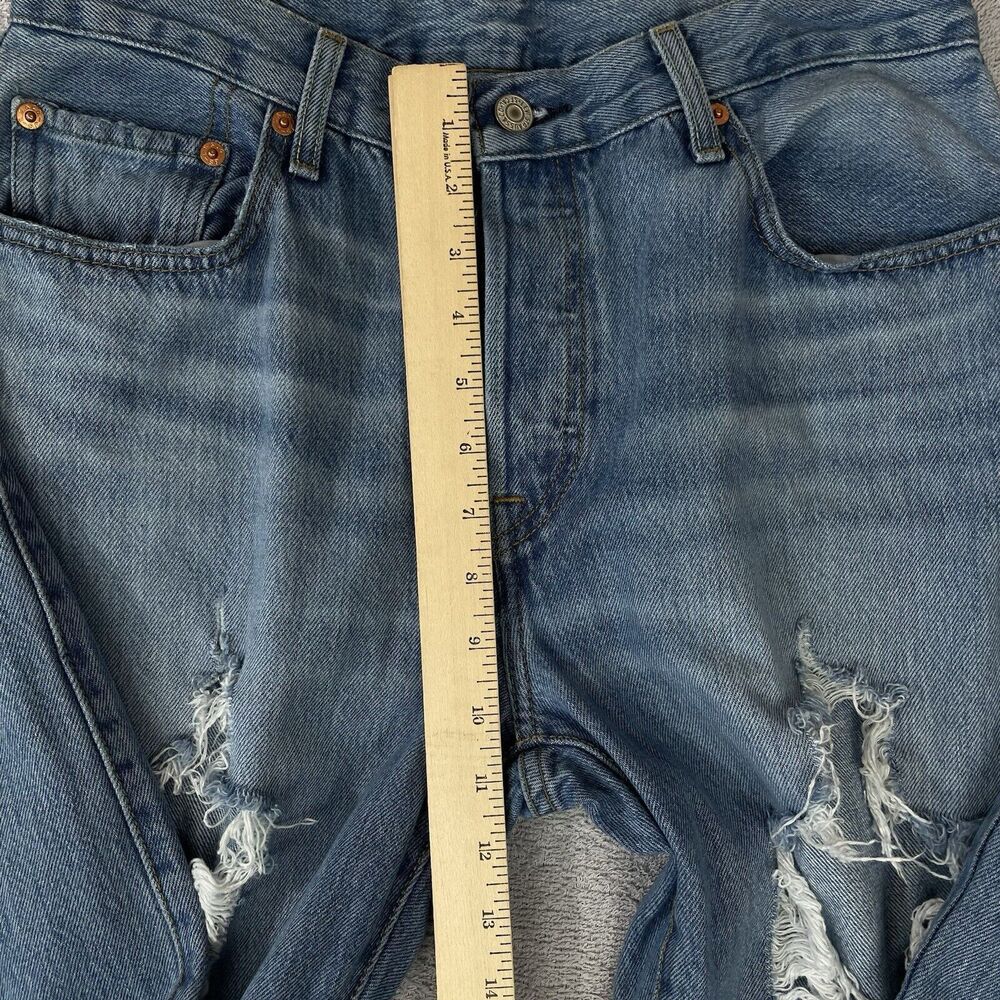 Levi's Premium 501 '90s Selvedge Jeans Women's W28 L32 Big E Destroyed Mid-Rise - Picture 13 of 16